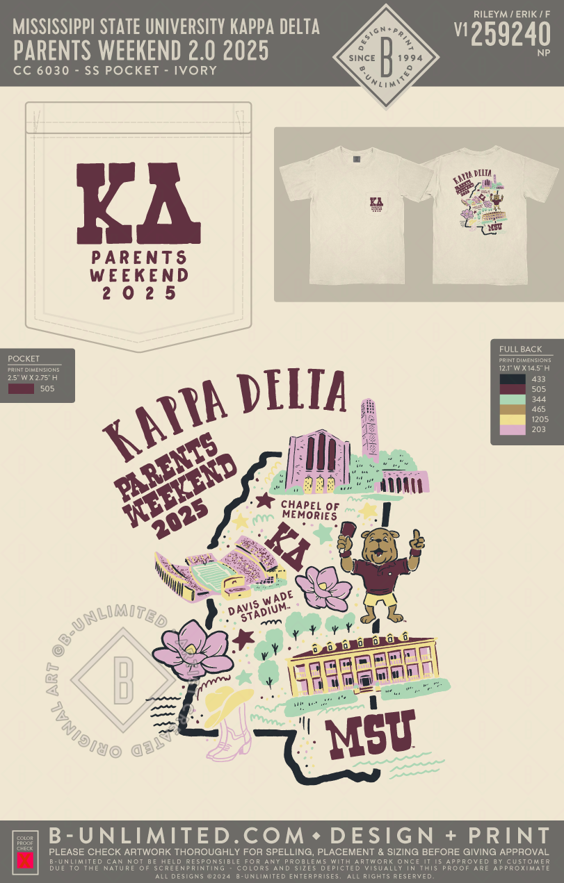 Mississippi State University Kappa Delta - Parents Weekend 2.0 2025 - CC - 6030 - SS Pocket - Ivory