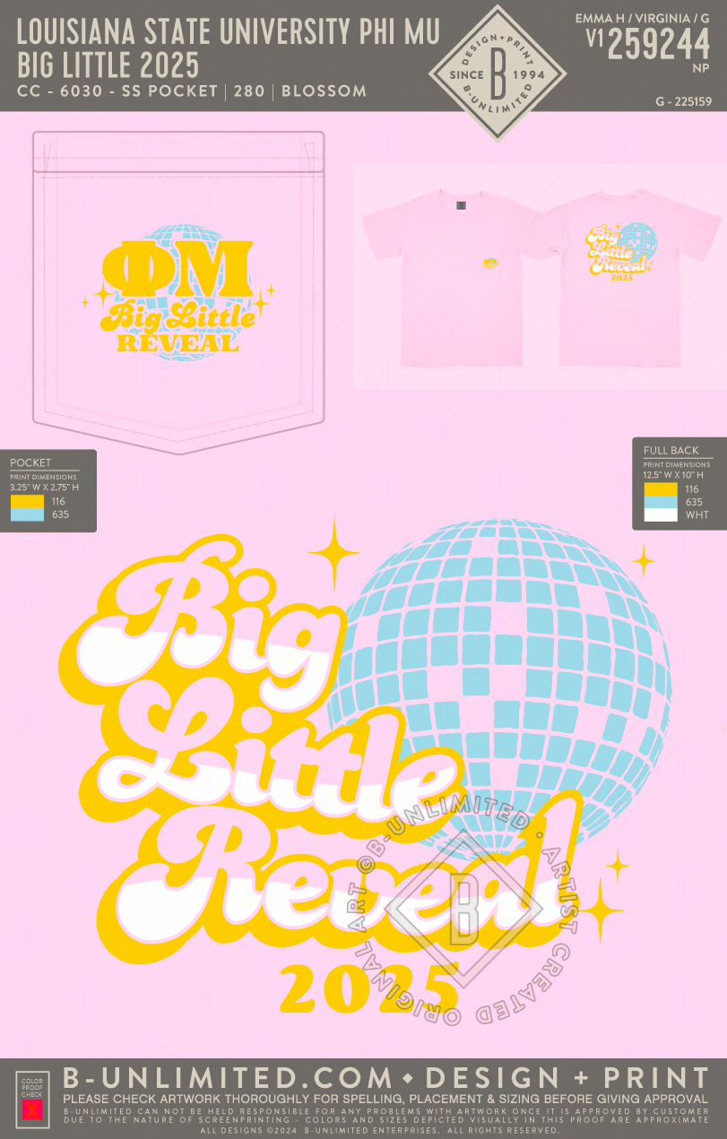 Louisiana State University Phi Mu - Big Little 2025 - CC - 6030 - SS Pocket - Blossom