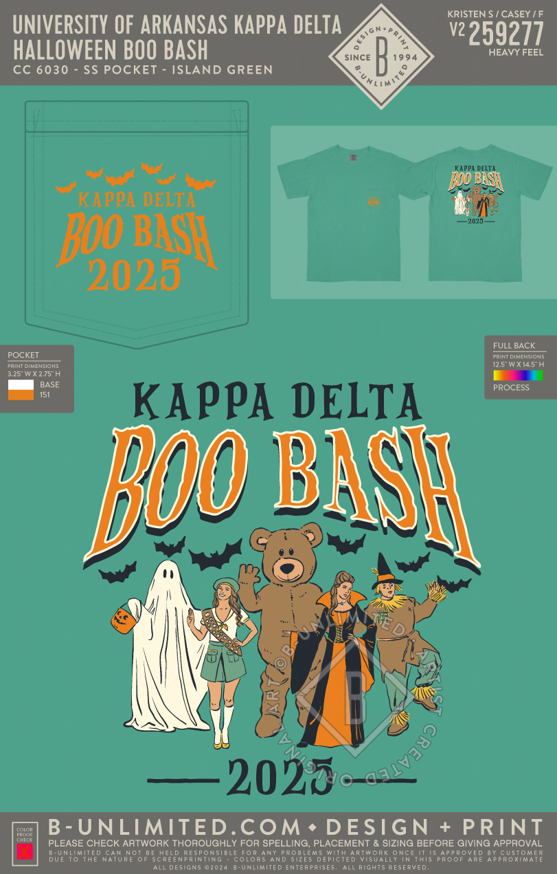 University of Arkansas Kappa Delta - Halloween Boo Bash - CC - 6030 - SS Pocket - Island Green