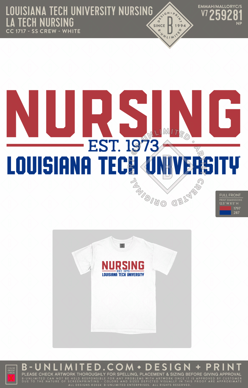 Louisiana Tech University Nursing - LA Tech Nursing - CC - 1717 - SS Crew - White