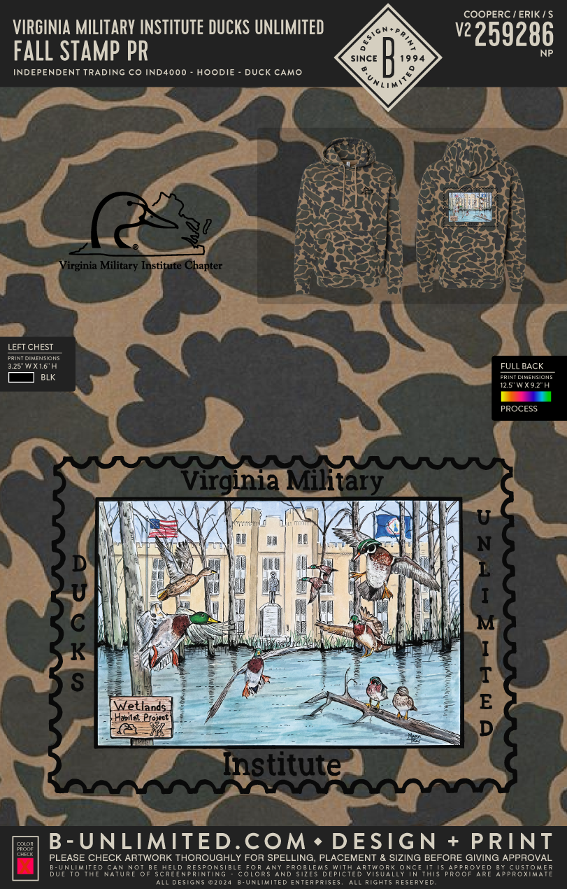 Virginia Military Institute Ducks Unlimited - Fall Stamp PR - Independent Trading Co - IND4000 - Hoodie - Duck Camo