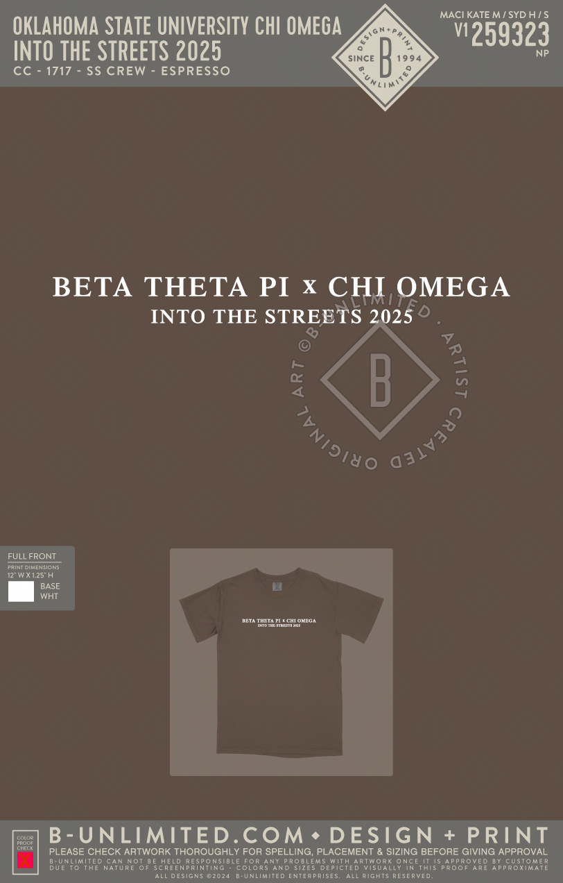 Oklahoma State University Chi Omega - Into the Streets 2025 - CC - 1717 - SS Crew - Espresso