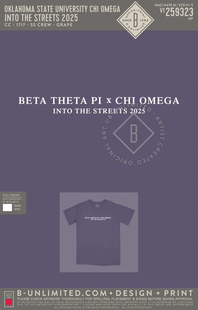 Oklahoma State University Chi Omega - Into the Streets 2025 - CC - 1717 - SS Crew - Grape