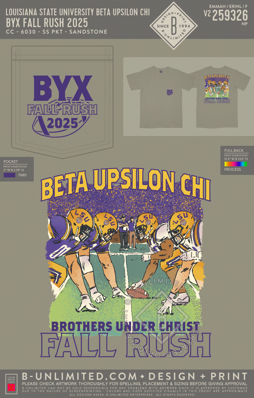 Louisiana State University Beta Upsilon Chi - BYX Fall Rush 2025 - CC - 6030 - SS Pocket - Sandstone