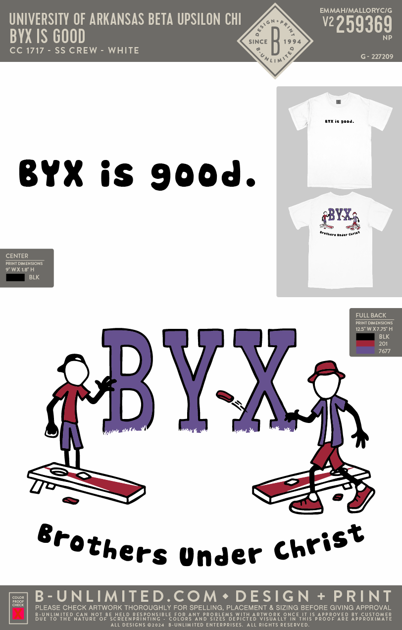 University of Arkansas Beta Upsilon Chi - BYX is Good - CC - 1717 - SS Crew - White