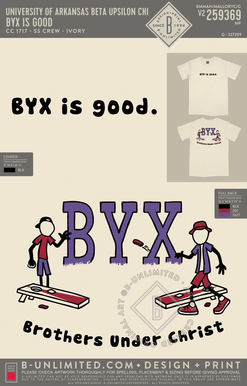 University of Arkansas Beta Upsilon Chi - BYX is Good - CC - 1717 - SS Crew - Ivory