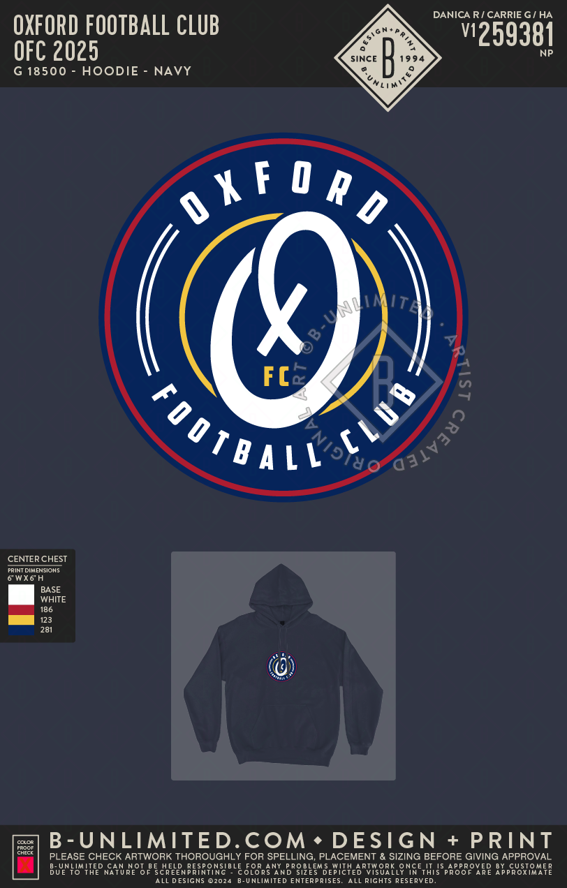 Oxford Football Club - OFC 2025 - Gildan - 18500 - Hoodie - Navy
