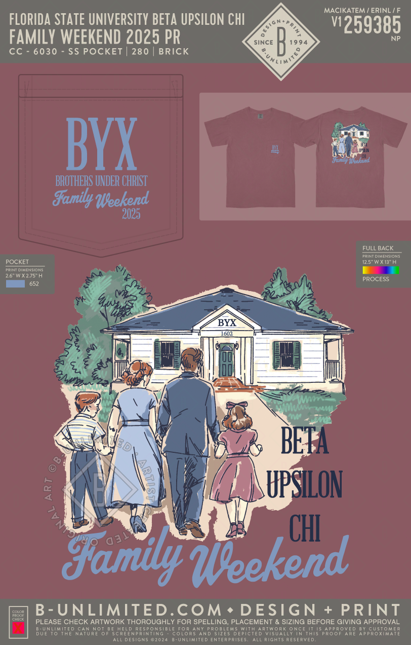 Florida State University Beta Upsilon Chi - Family Weekend 2025 PR - CC - 6030 - SS Pocket - Brick