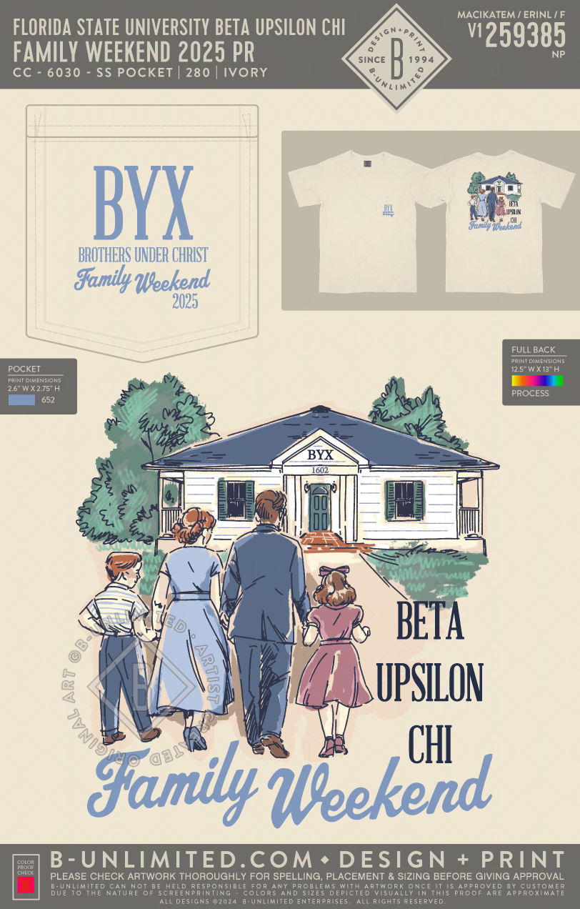 Florida State University Beta Upsilon Chi - Family Weekend 2025 PR - CC - 6030 - SS Pocket - Ivory