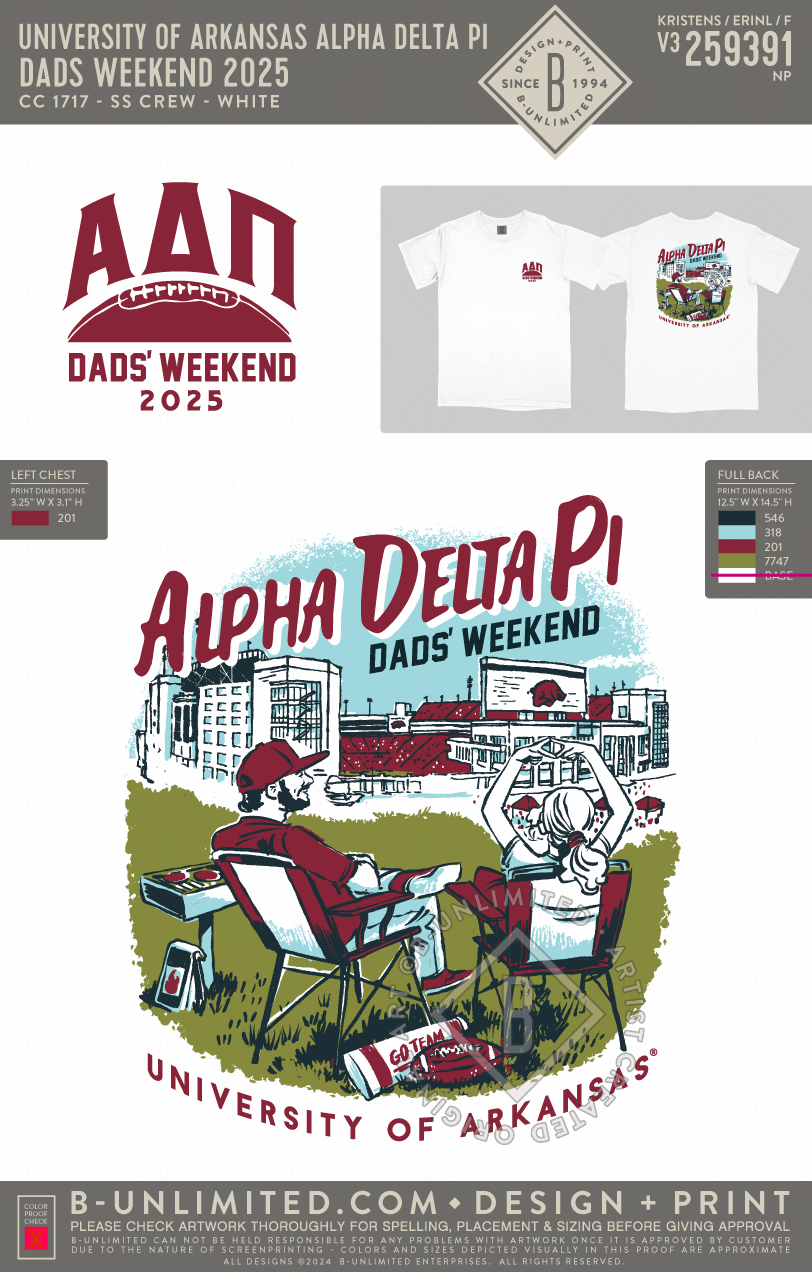 University of Arkansas Alpha Delta Pi - Dads Weekend 2025 - CC - 1717 - SS Crew - White