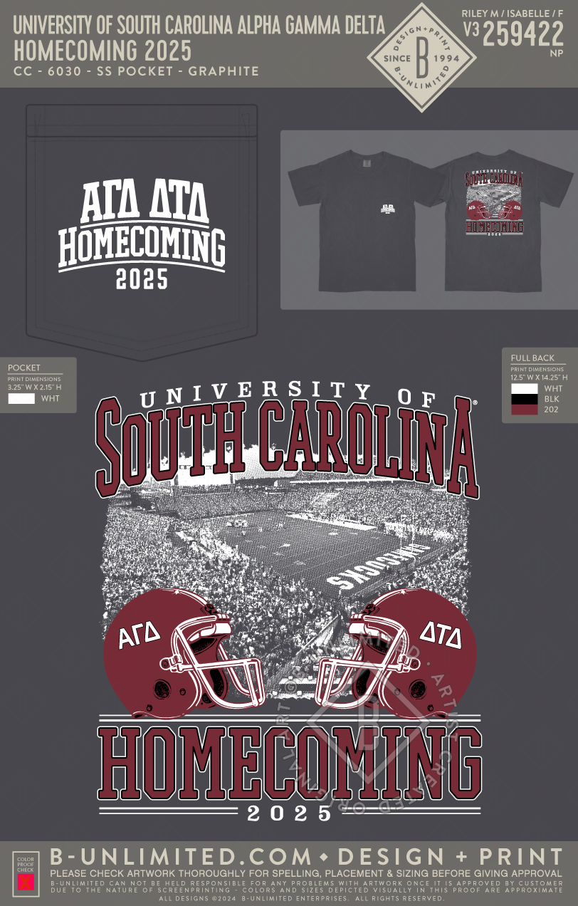 University of South Carolina Alpha Gamma Delta - Homecoming 2025 - CC - 6030 - SS Pocket - Graphite