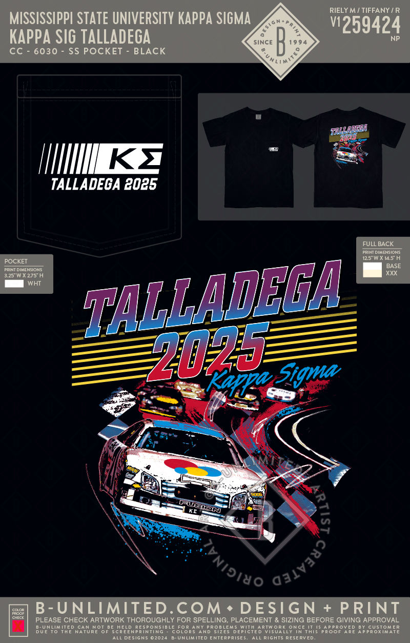 Mississippi State University Kappa Sigma - Kappa Sig Talladega - CC - 6030 - SS Pocket - Black