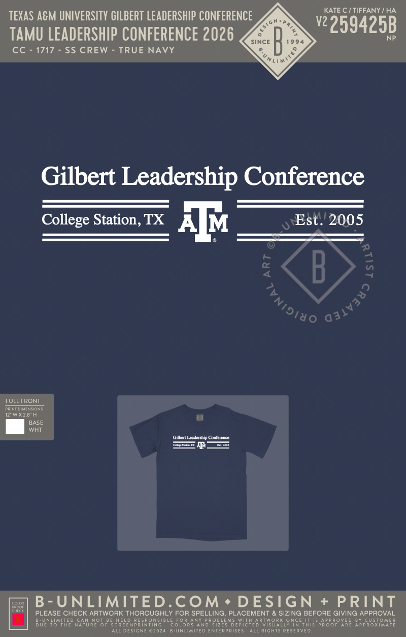 Texas A&M University Gilbert Leadership Conference - TAMU Leadership Conference 2026 - CC - 1717 - SS Crew - True Navy