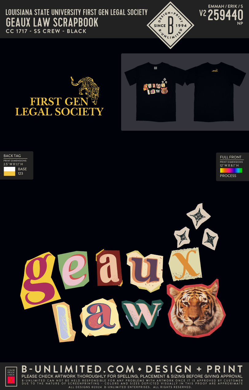 Louisiana State University First Gen Legal Society - Geaux Law Scrapbook - CC - 1717 - SS Crew - Black