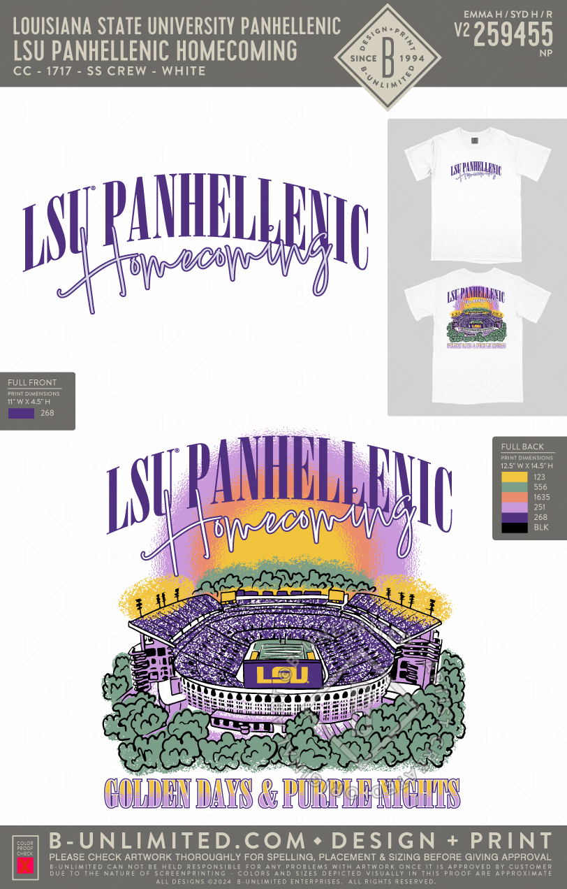 Louisiana State University Panhellenic - LSU Panhellenic Homecoming - CC - 1717 - SS Crew - White