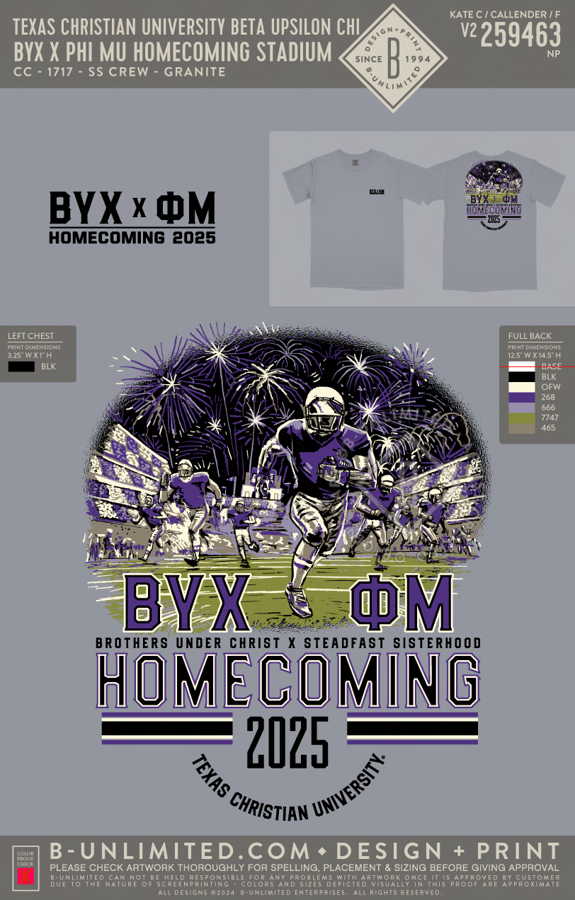 Texas Christian University Beta Upsilon Chi - BYX x Phi Mu Homecoming Stadium - CC - 1717 - SS Crew - Granite