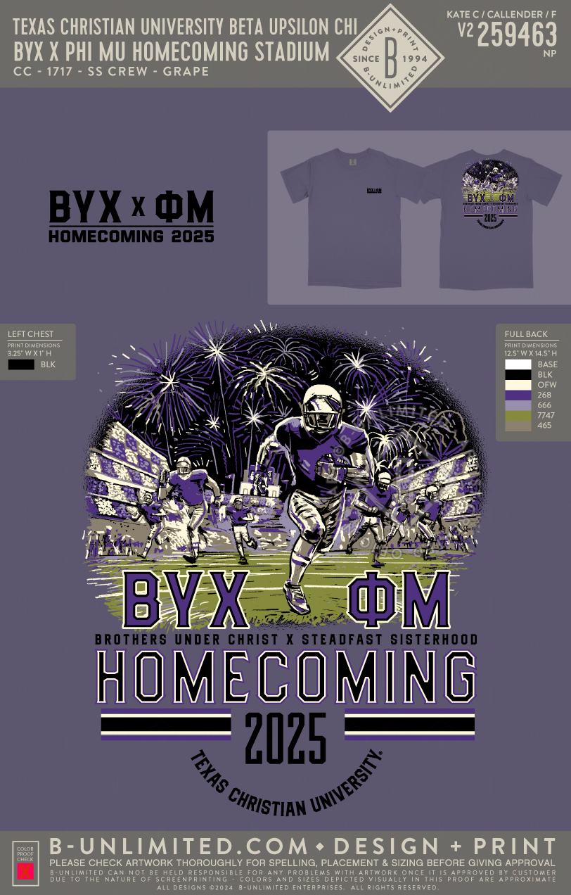 Texas Christian University Beta Upsilon Chi - BYX x Phi Mu Homecoming Stadium - CC - 1717 - SS Crew - Grape