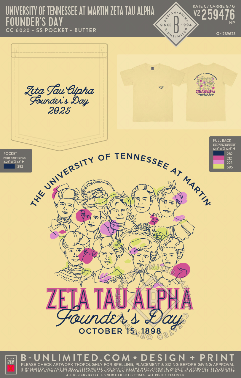 University of Tennessee at Martin Zeta Tau Alpha - Founder's Day - CC - 6030 - SS Pocket - Butter