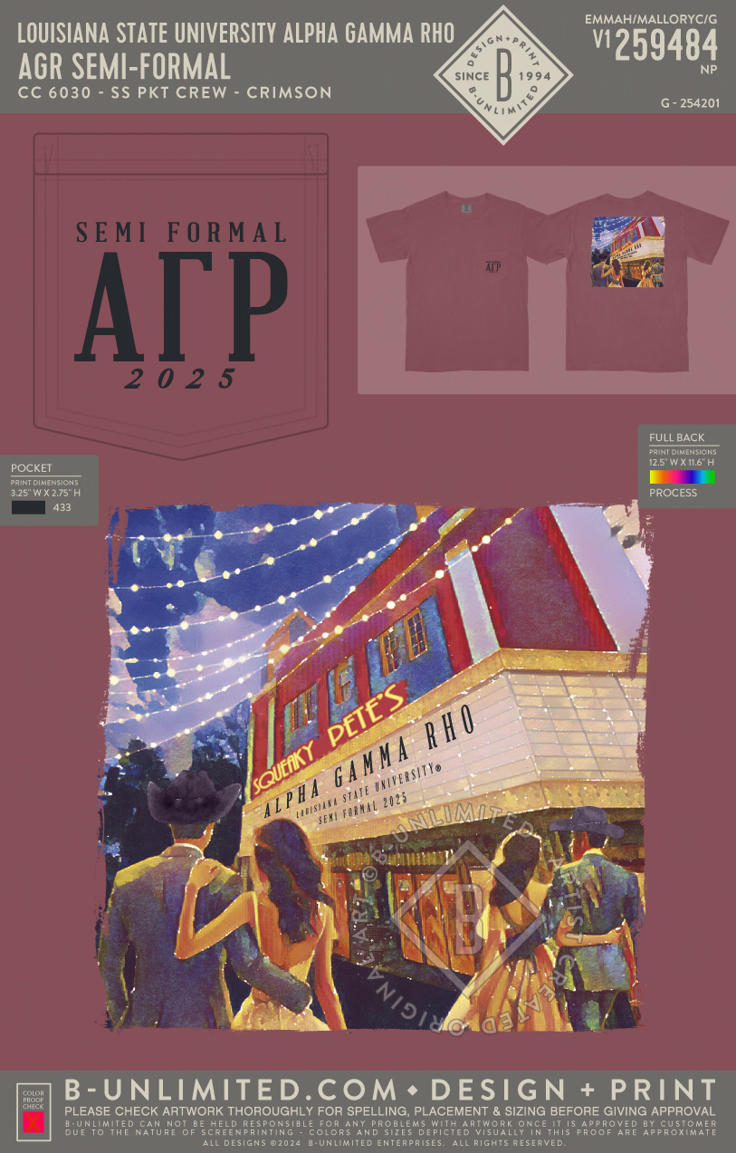 Louisiana State University Alpha Gamma Rho - AGR Semi-Formal - CC - 6030 - SS Pocket - Crimson