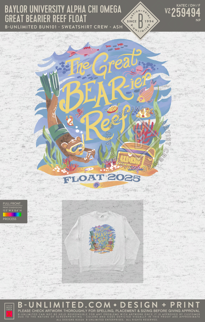 Baylor University Alpha Chi Omega - Great Bearier Reef Float - B-Unlimited BUN101 - Ash