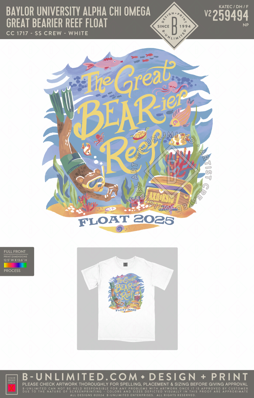Baylor University Alpha Chi Omega - Great Bearier Reef Float - CC - 1717 - SS Crew - White