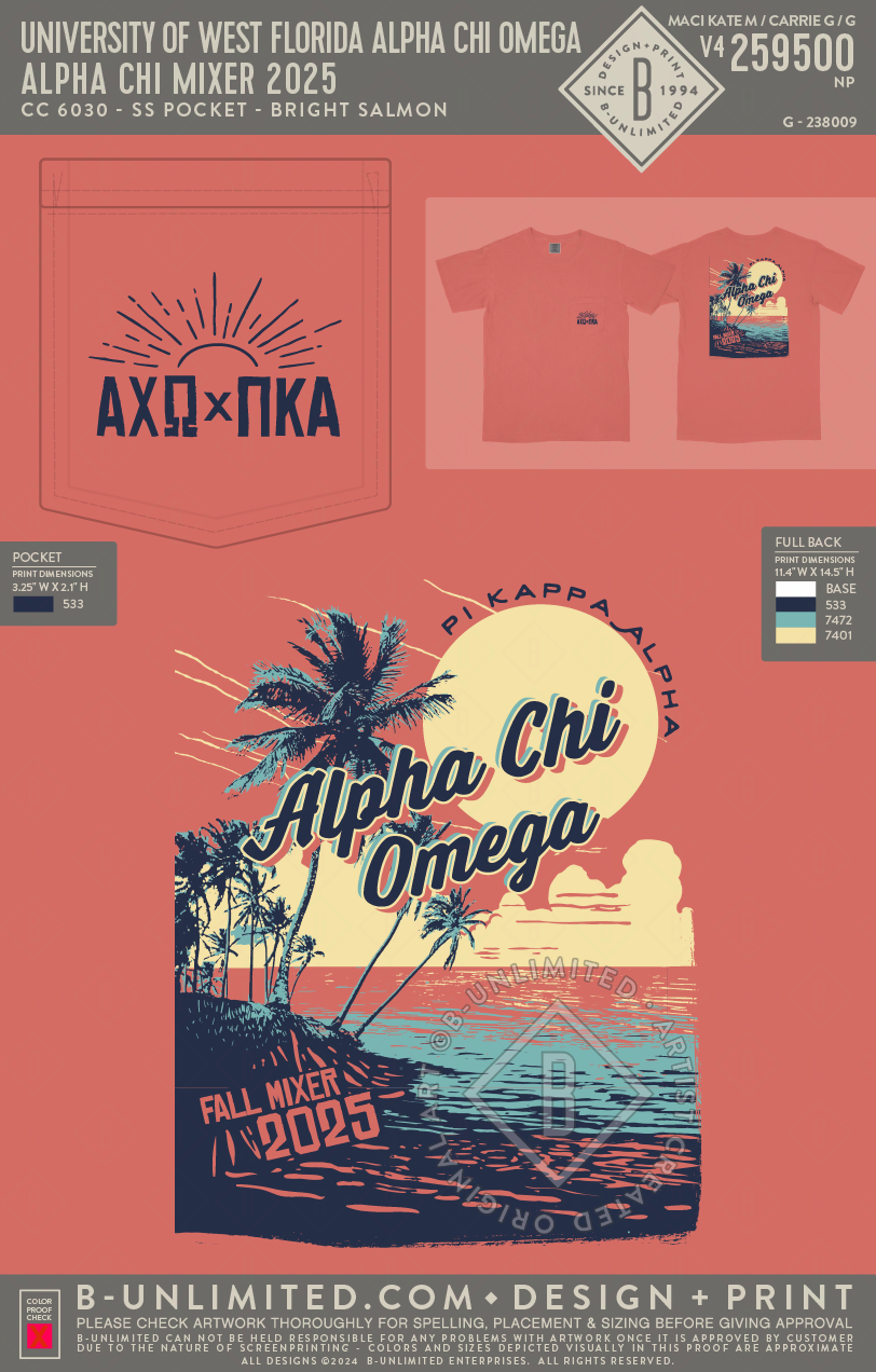University of West Florida Alpha Chi Omega - Alpha Chi Mixer 2025 - CC - 6030 - SS Pocket - Bright Salmon