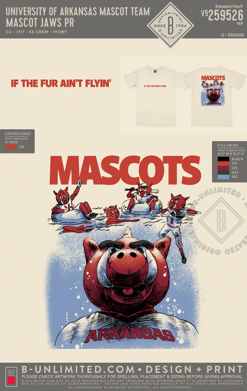 University of Arkansas Mascot Team - Mascot Jaws PR - CC - 1717 - SS Crew - Ivory