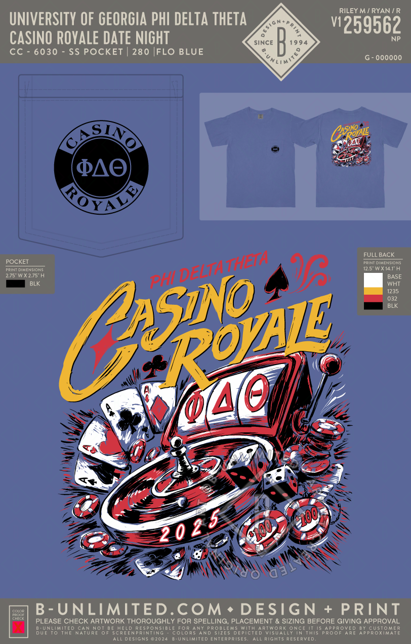 UGA Phi Delt - Casino Royale Date Night - CC - 6030 - SS Pocket - Flo Blue