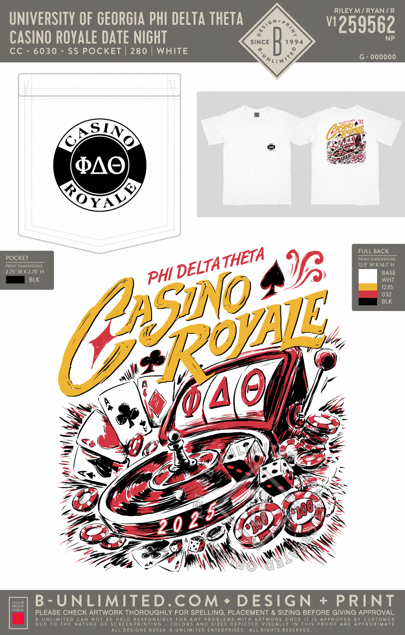 UGA Phi Delt - Casino Royale Date Night - CC - 6030 - SS Pocket - White