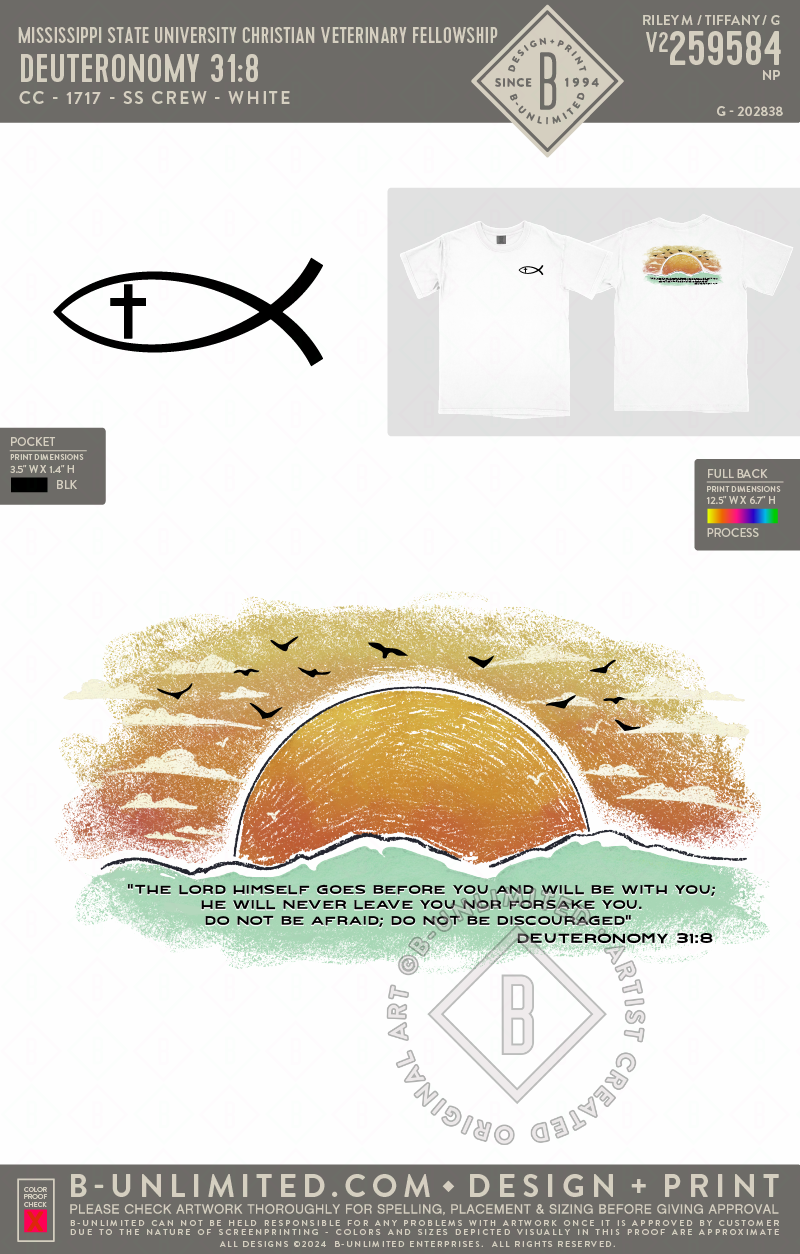 Mississippi State University Christian Veterinary Fellowship - Deuteronomy 31:8 - CC - 1717 - SS Crew - White