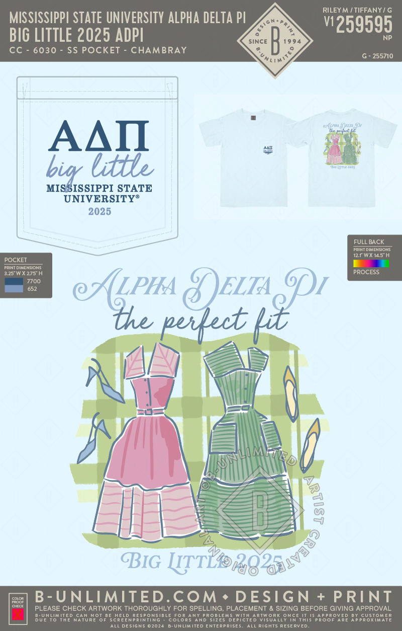 Mississippi State University Alpha Delta Pi - Big Little 2025 ADPI - CC - 6030 - SS Pocket - Chambray