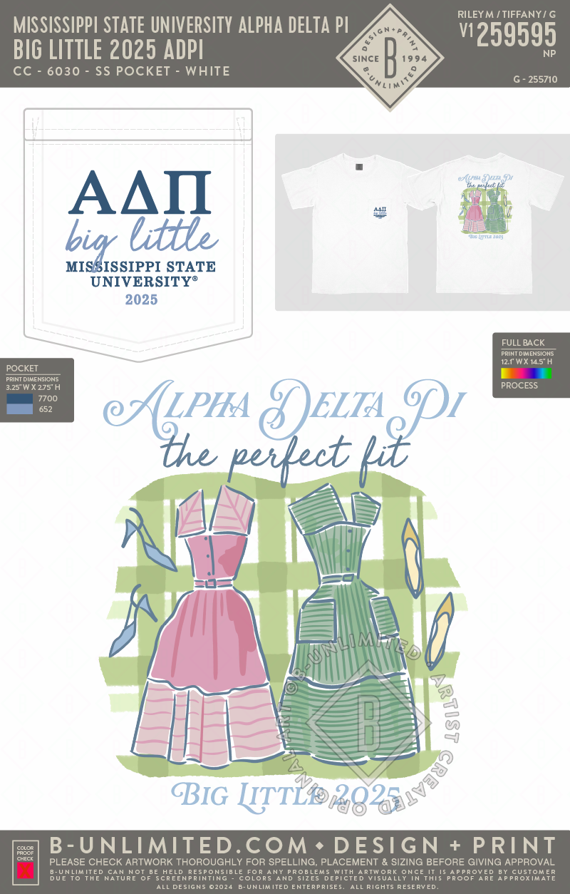 Mississippi State University Alpha Delta Pi - Big Little 2025 ADPI - CC - 6030 - SS Pocket - White