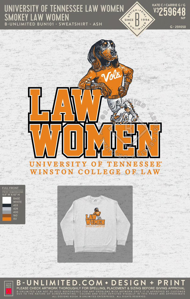 University of Tennessee Law Women - Smokey Law Women - B-Unlimited BUN101 - Ash