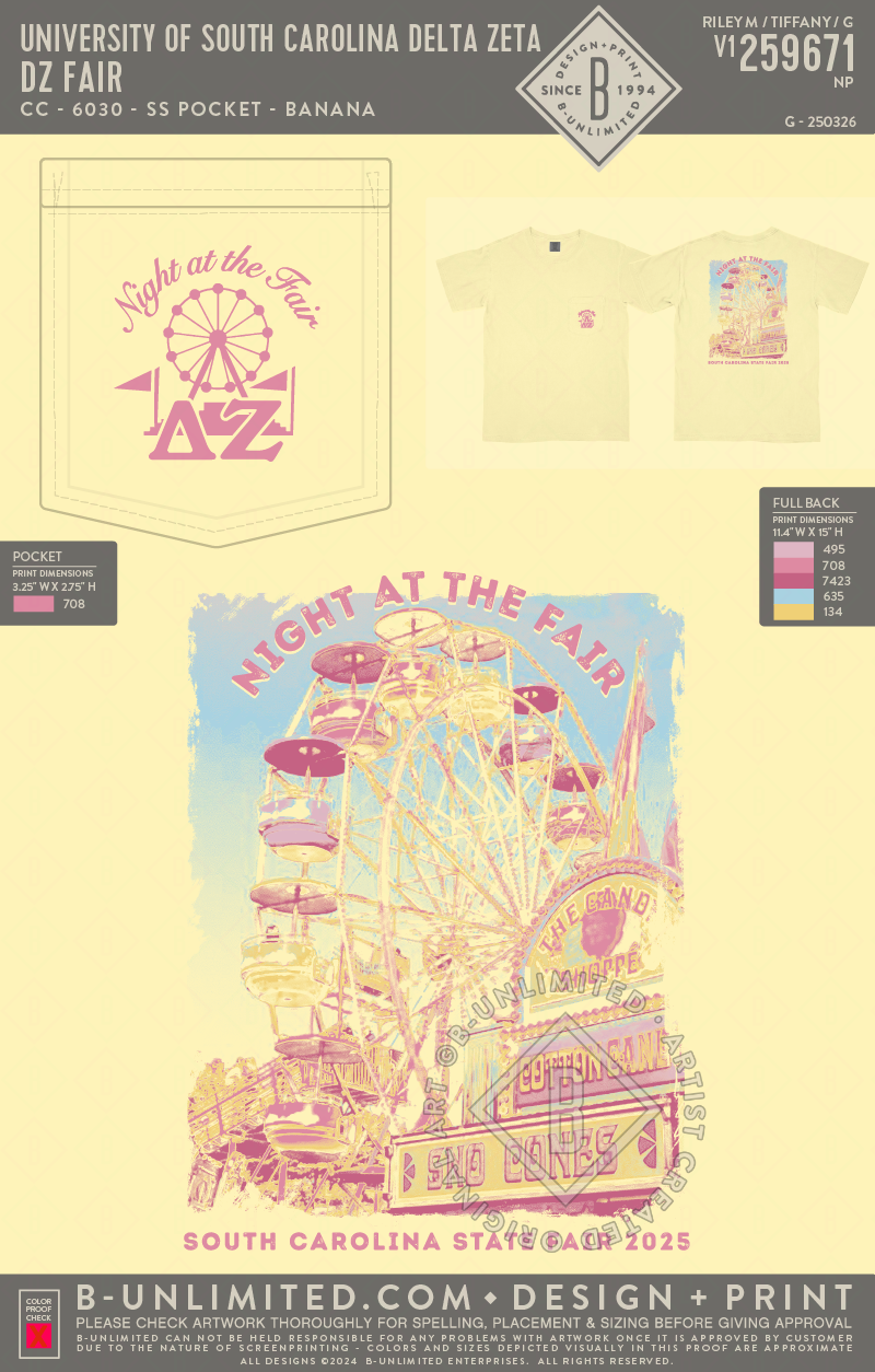 University of South Carolina Delta Zeta - DZ Fair - CC - 6030 - SS Pocket - Banana