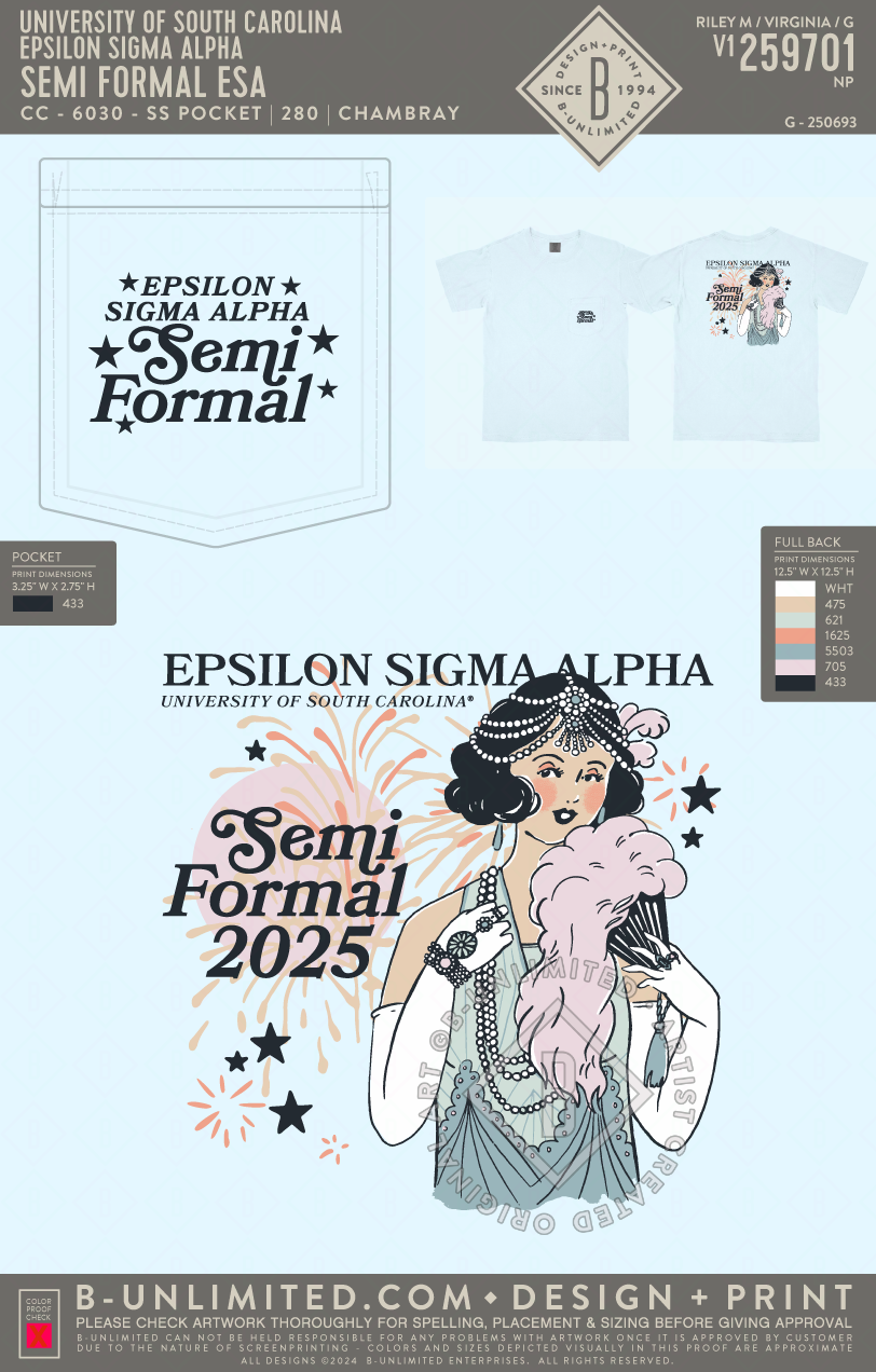 University of South Carolina Epsilon Sigma Alpha - Semi Formal ESA - CC - 6030 - SS Pocket - Chambray