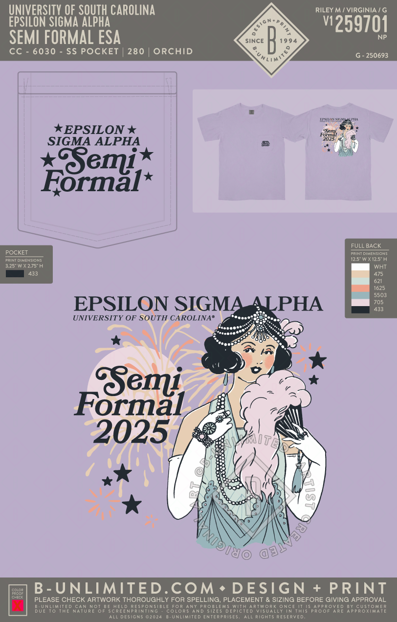 University of South Carolina Epsilon Sigma Alpha - Semi Formal ESA - CC - 6030 - SS Pocket - Orchid