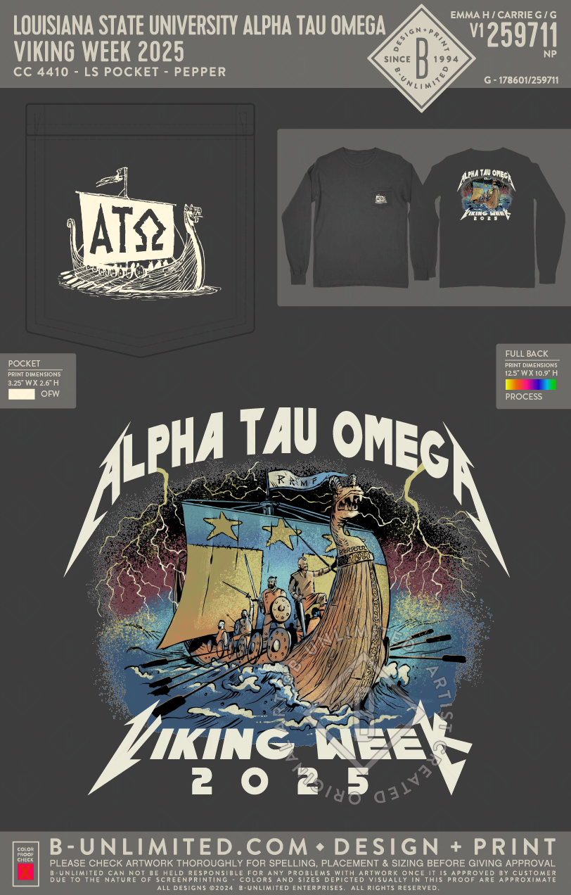 Louisiana State University Alpha Tau Omega - Viking Week 2025 - CC - 4410 - LS Pocket - Pepper
