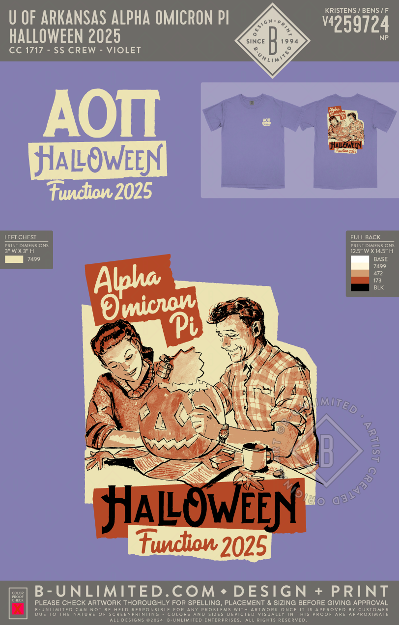 University of Arkansas Alpha Omicron Pi - Halloween 2025 - CC - 1717 - SS Crew - Violet