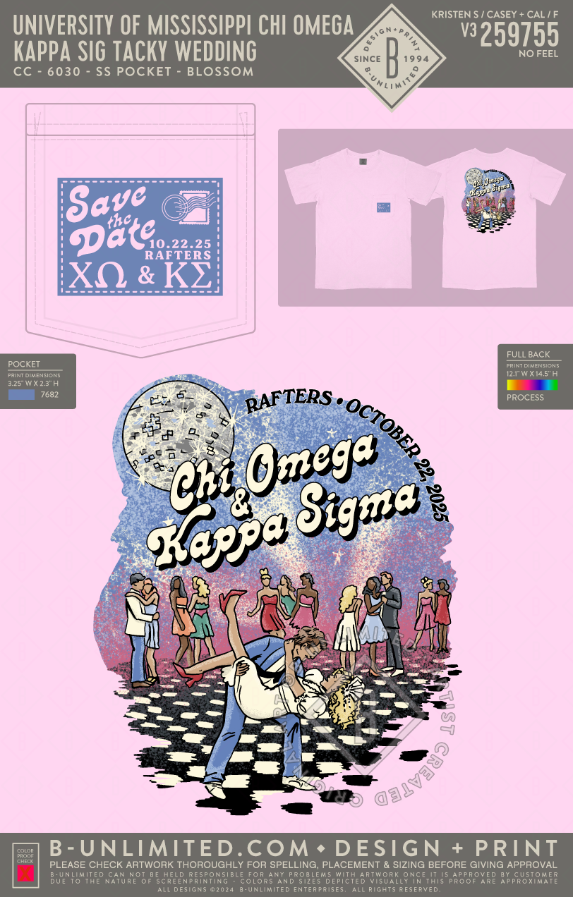 University of Mississippi Chi Omega - Kappa Sig Tacky Wedding - CC - 6030 - SS Pocket - Blossom