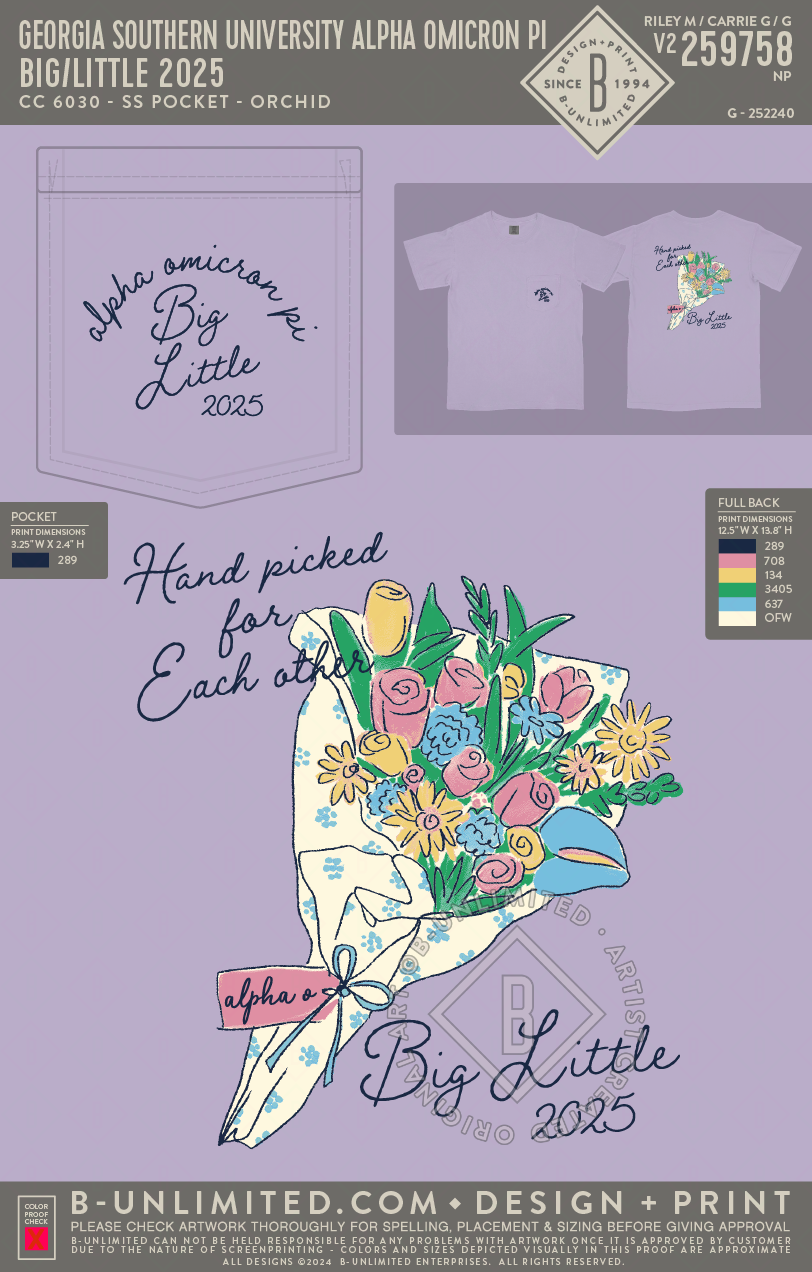 Georgia Southern University Alpha Omicron Pi - Big/Little 2025 - CC - 6030 - SS Pocket - Orchid