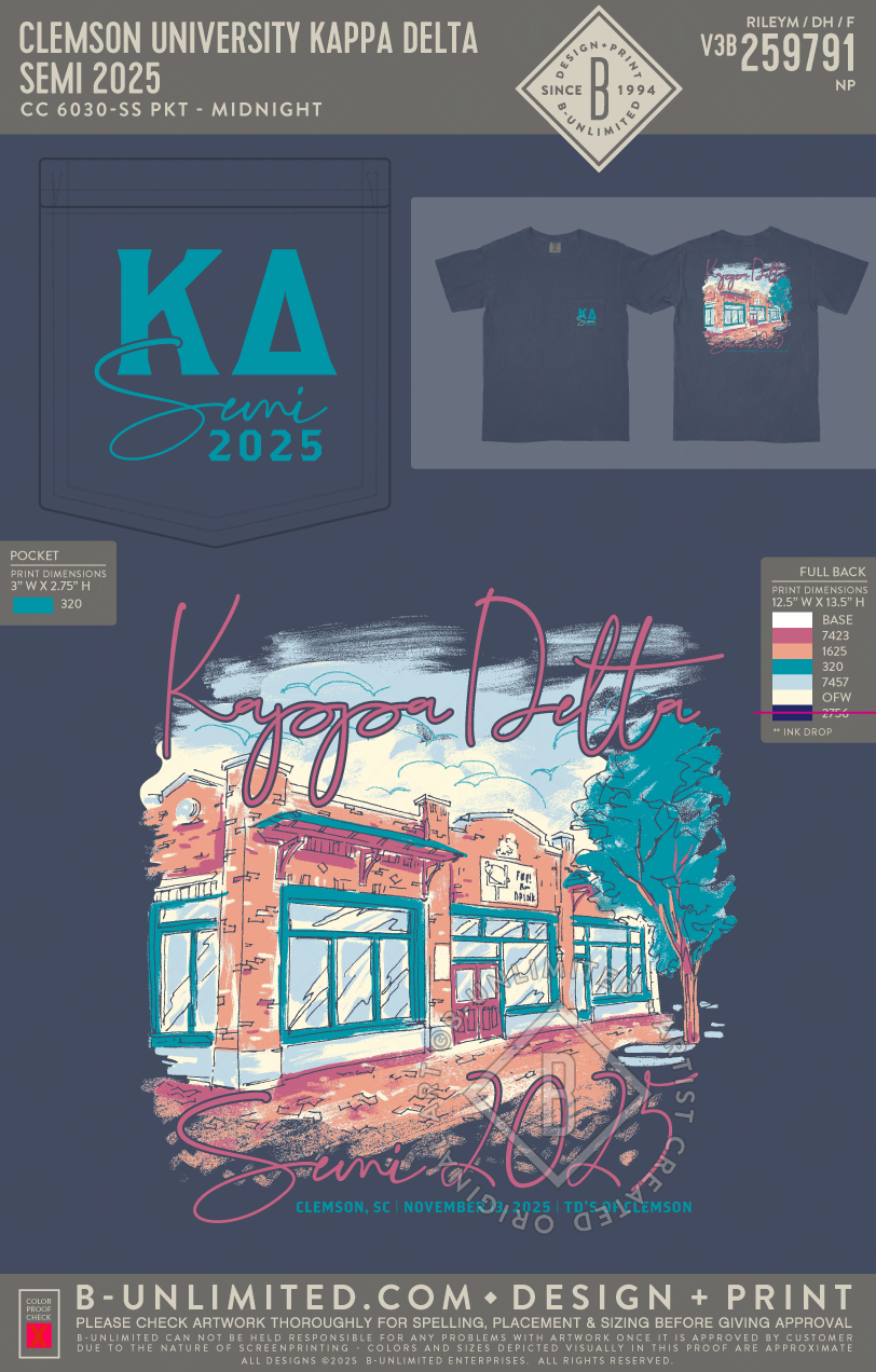 Clemson University Kappa Delta - SEMI 2025 - CC - 6030 - SS Pocket - Midnight