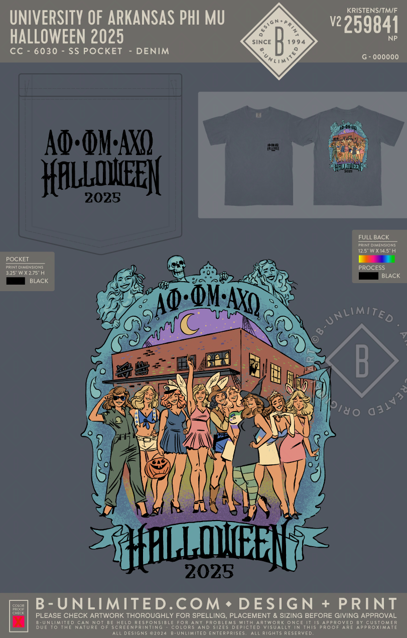 University of Arkansas Phi Mu - Halloween 2025 - CC - 6030 - SS Pocket - Denim