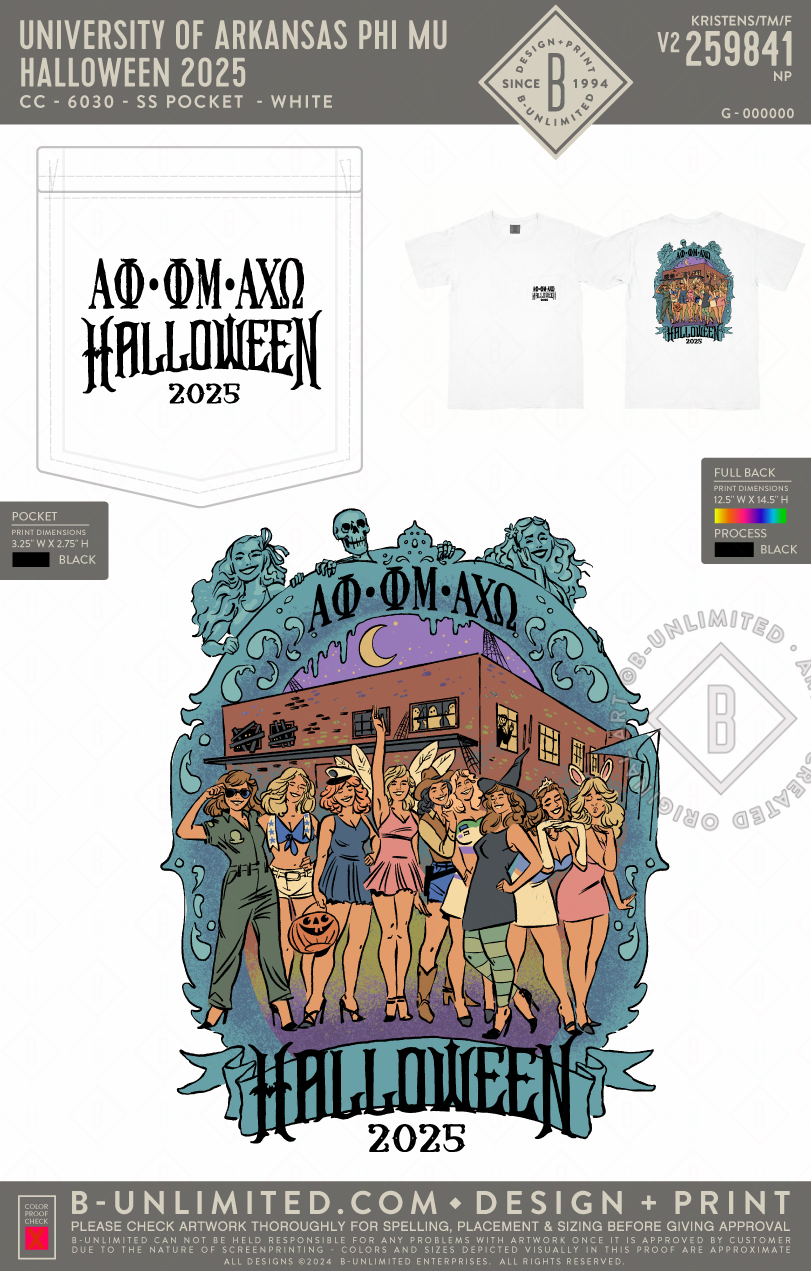 University of Arkansas Phi Mu - Halloween 2025 - CC - 6030 - SS Pocket - White