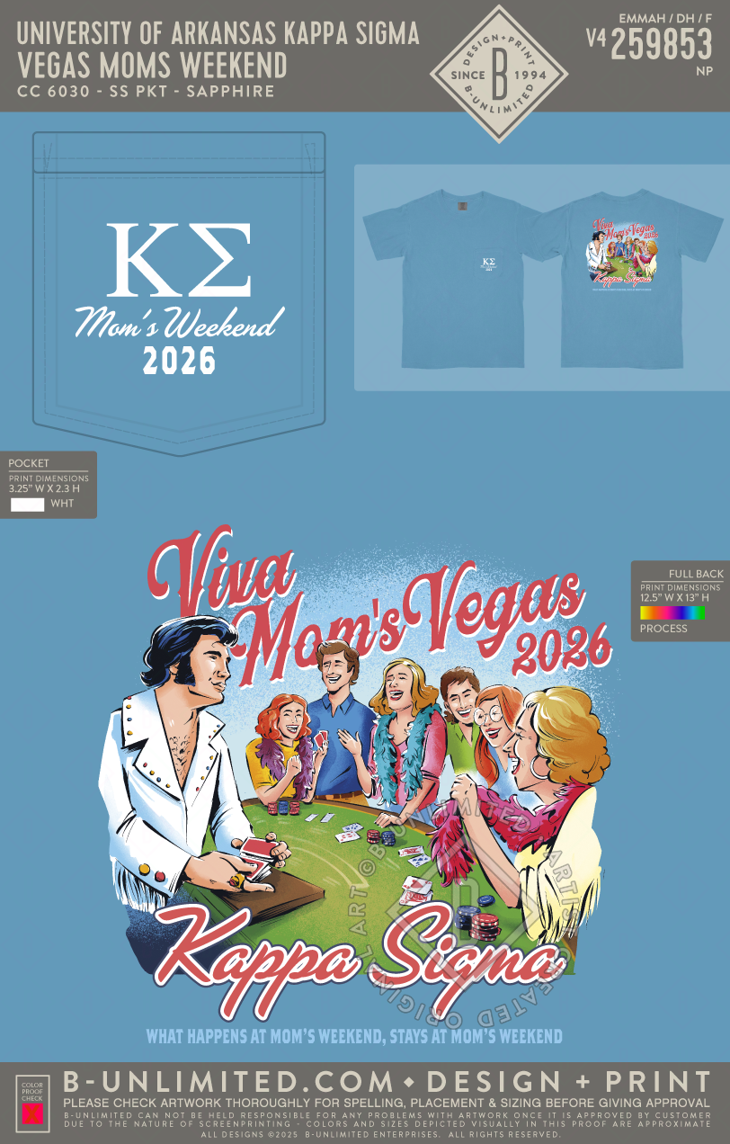 University of Arkansas Kappa Sigma - Vegas Moms Weekend (EOS26) - CC - 6030 - SS Pocket - Sapphire