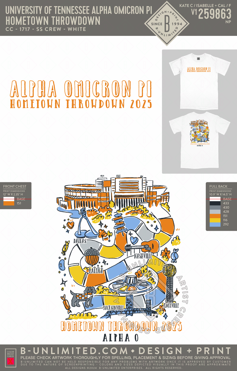 University of Tennessee Alpha Omicron Pi - Hometown Throwdown - CC - 1717 - SS Crew - White