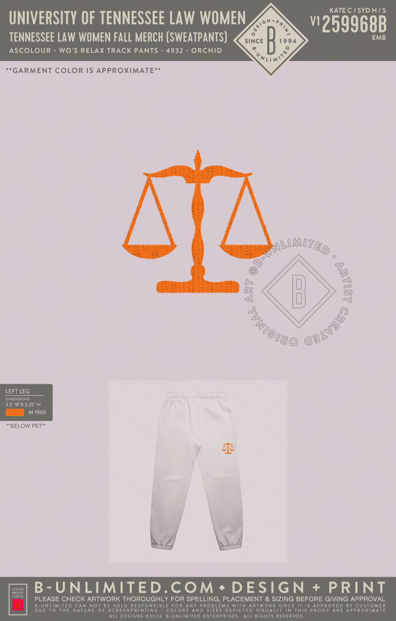 University of Tennessee Law Women - Tennessee Law Women Fall Merch (Sweatpants) - AS Colour - 4932 - Relaxed Sweatpants - Orchid