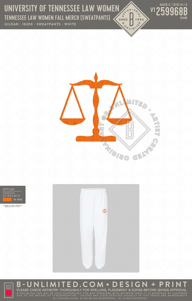 University of Tennessee Law Women - Tennessee Law Women Fall Merch (Sweatpants) - Gildan - 18200 - Sweatpants - White