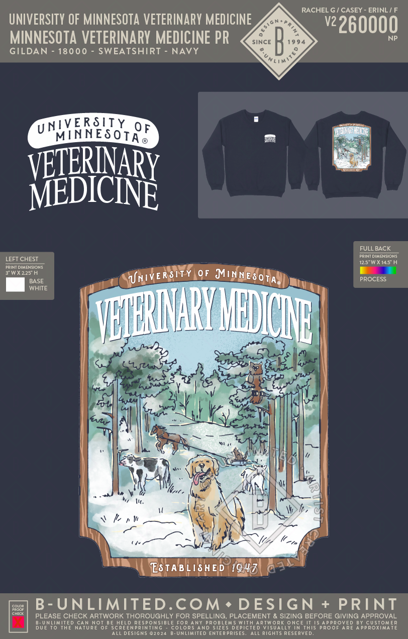 University of Minnesota Veterinary Medicine - Minnesota Veterinary Medicine PR - Gildan - 18000 - Crewneck Sweatshirt - Navy