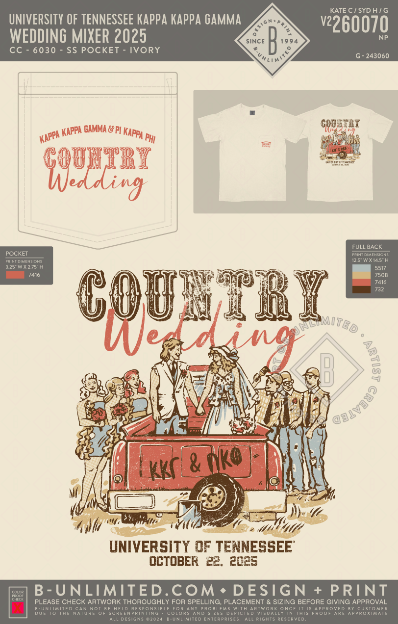 University of Tennessee Kappa Kappa Gamma - Wedding Mixer 2025 - CC - 6030 - SS Pocket - Ivory