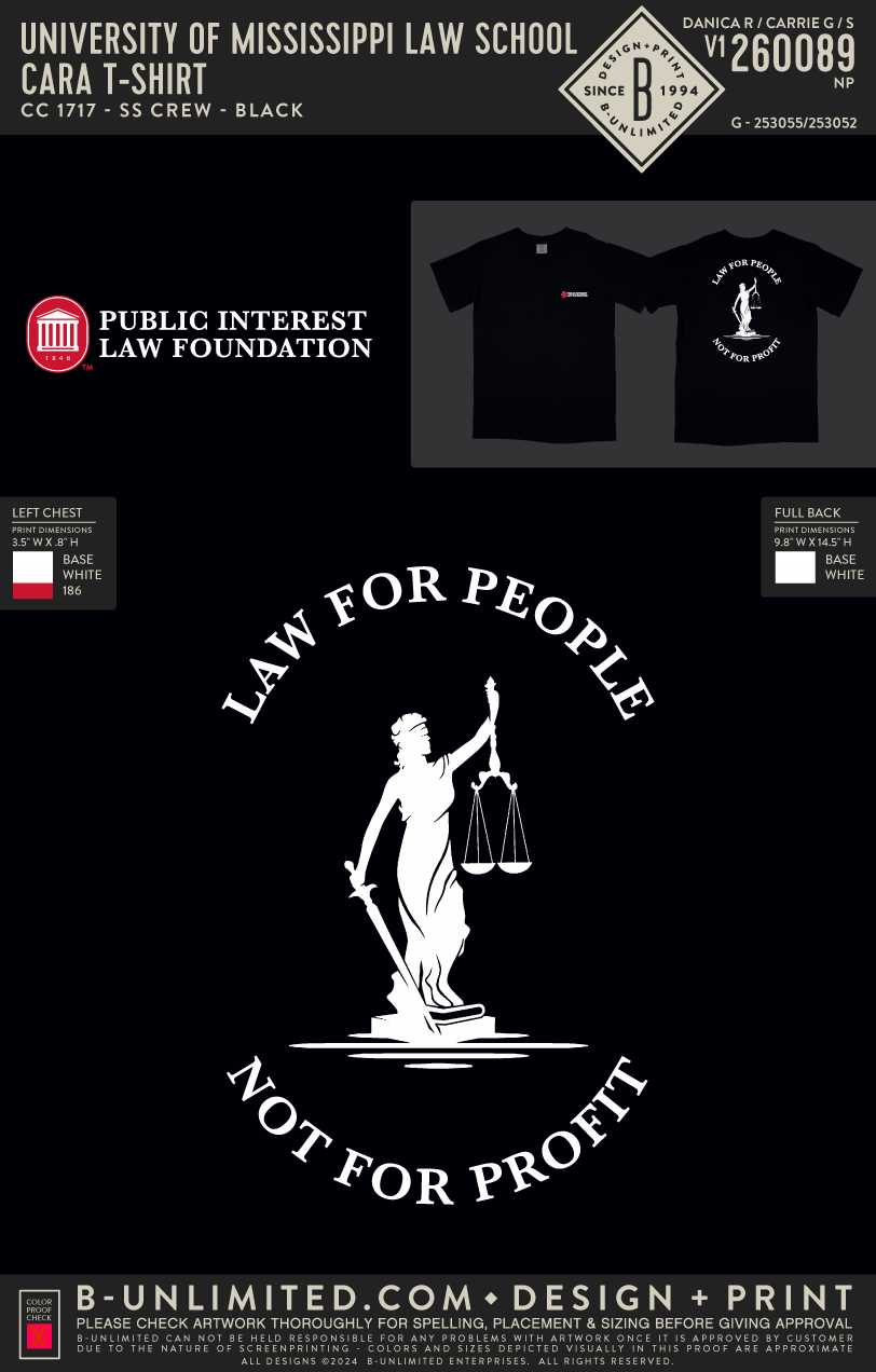 University of Mississippi Law School - Cara t-shirt - CC - 1717 - SS Crew - Black
